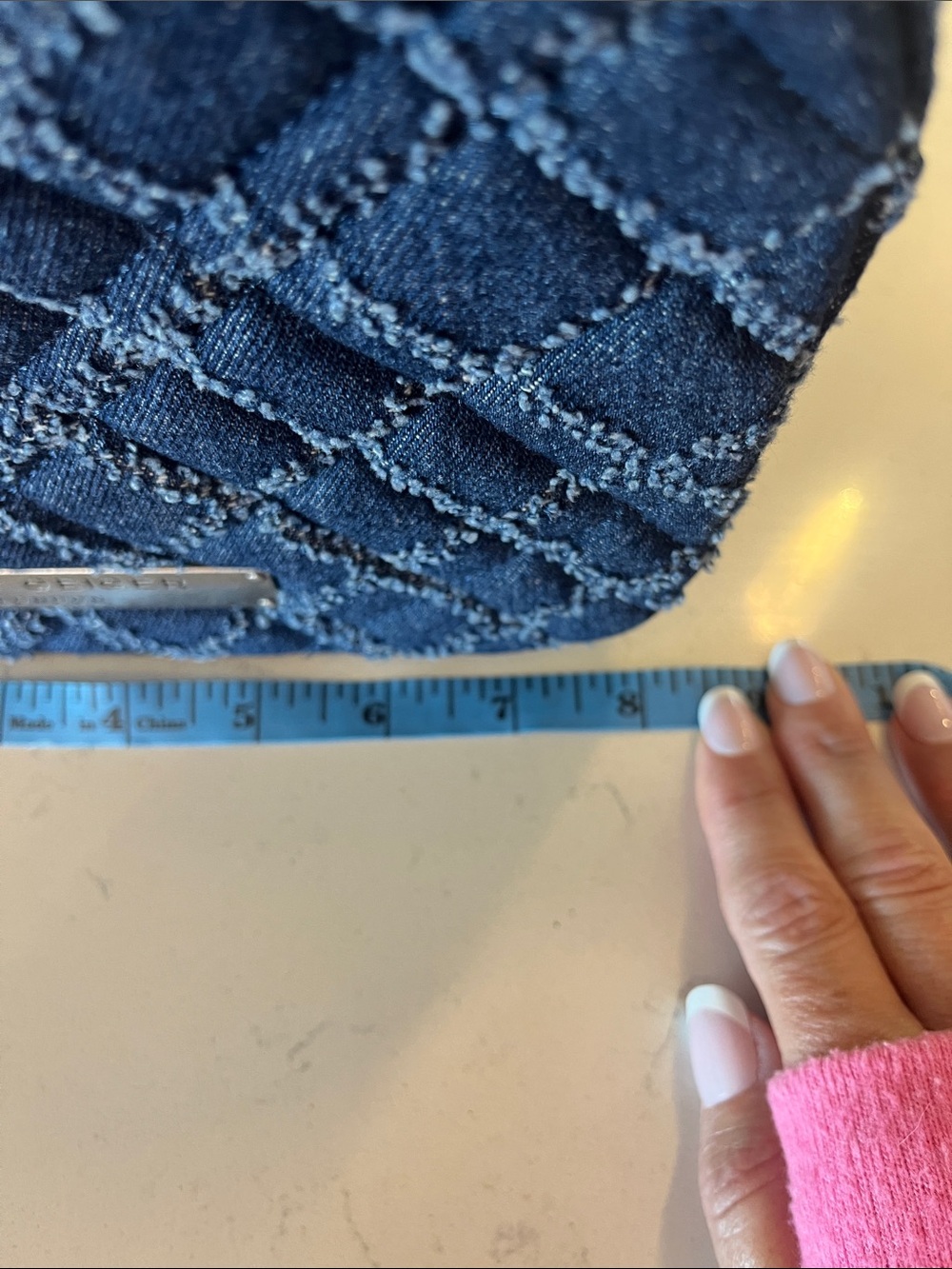 Kurt Geiger Navy Quilted Denim Crossbody Bag - Picture 7 of 9